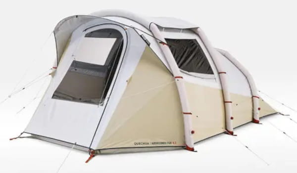 Barraca de Camping Inflável Air Seconds 4.1 Fresh & Black Quechua Bege (4 Pessoas 1 Quarto)