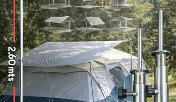 Kit com dois postes de abrigo ajustáveis Ironcraft para tarp ou lona