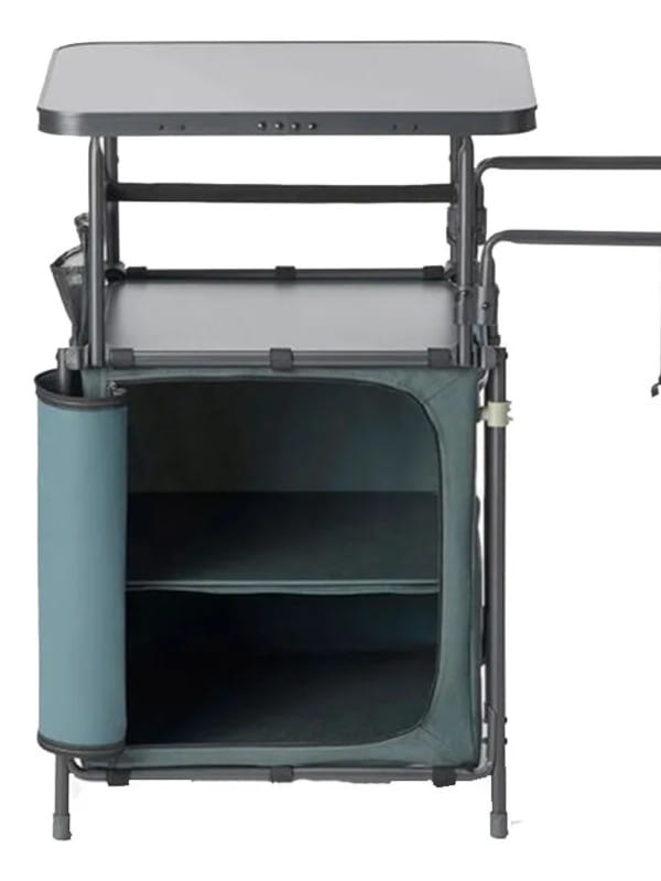 Equipamentos recomendados pelo Guia do Campista: móvel de cozinha Decathlon para camping.