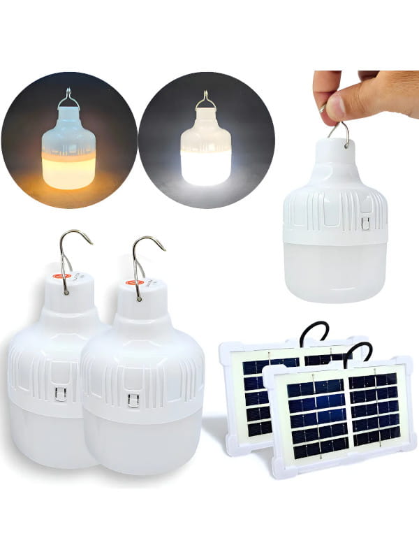 Equipamentos recomendados pelo Guia do Campista: kit com dois lampiões led recarregáveis.