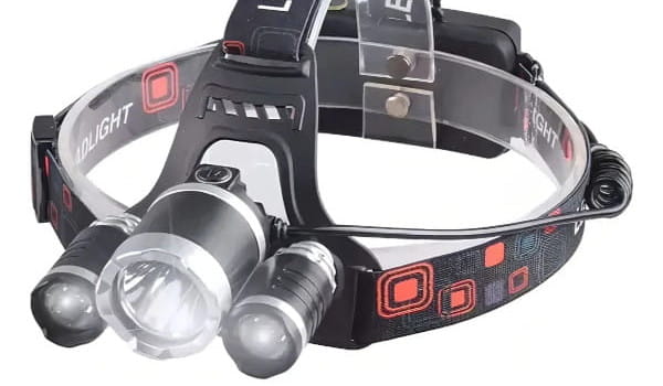 Lanterna de cabeça recarregável com 3 leds