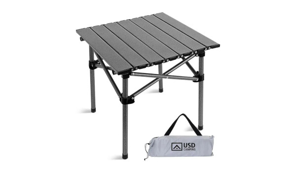 Mesa de Camping Preta Dobrável USD Portátil Alumínio