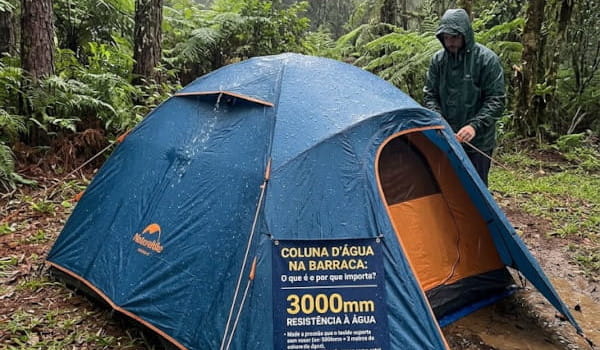 O que é coluna d'água na barraca de camping