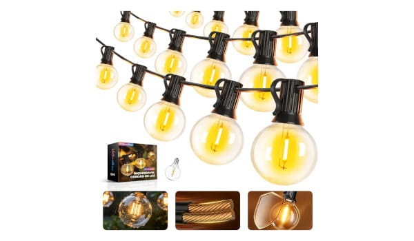 Varal de luz com 35 lâmpadas LED 20m Inquebrável